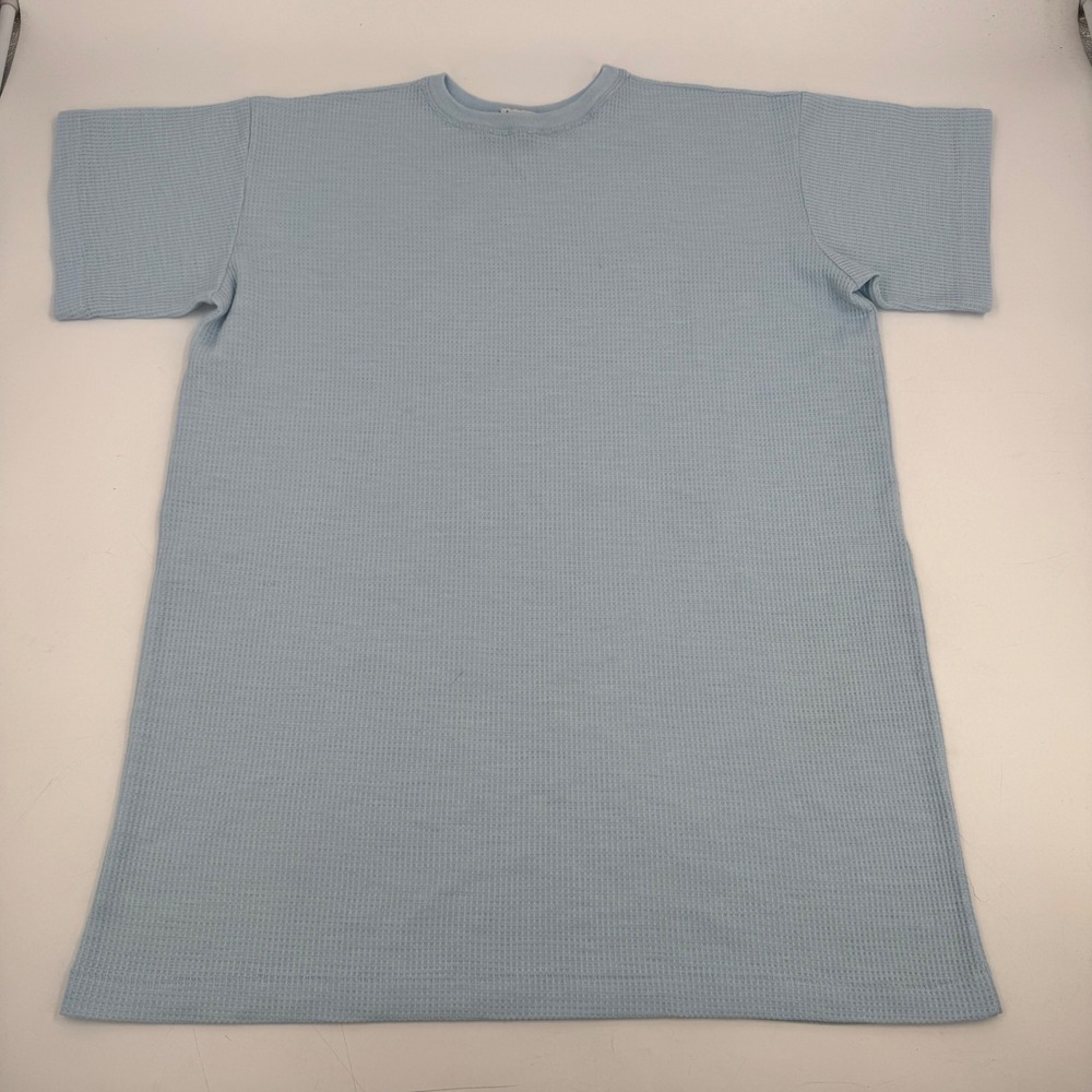 Vassarette Waffle Knit Short Sleeve Lounger Sleepwear‎ Blue Made in USA Large